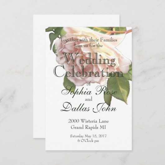 Invitation Dusty Ivory Rose (Devant / Derrière)