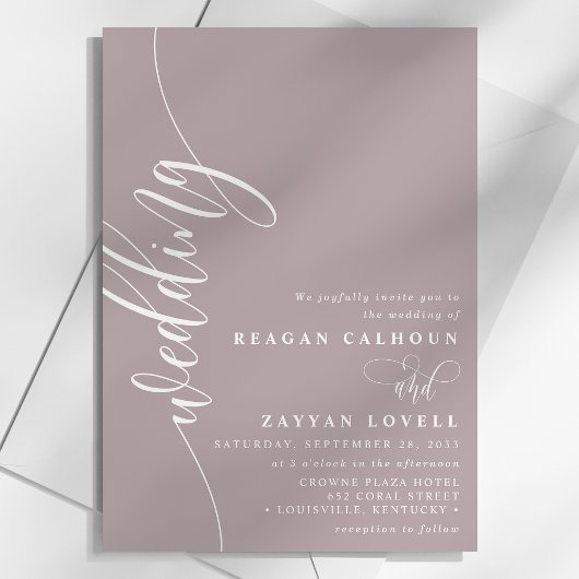 Invitation Dusty Lavender Elegant Mariage de script de callig