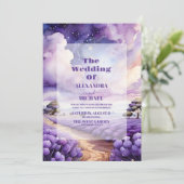 Invitation Dusty Lavender Foliage Mariage moderne (Debout devant)