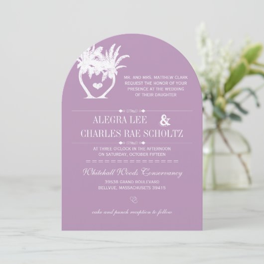 Invitation Dusty Lavender Purple Beach Destination Mariage (Debout devant)