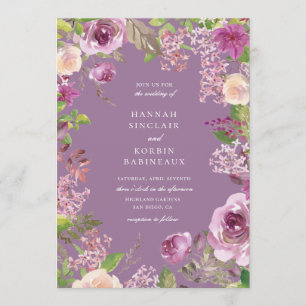 Invitation Dusty Lavender Purple Floral Mariage