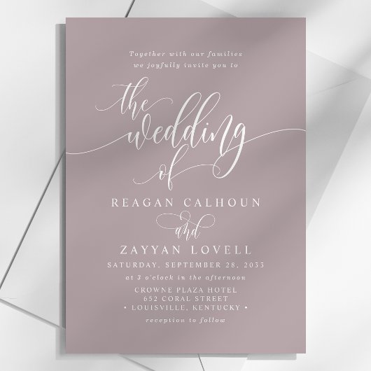 Invitation Dusty Lavender Simple Modern Script Mariage