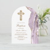 Invitation Dusty Lilac Agate Baptism (Debout devant)