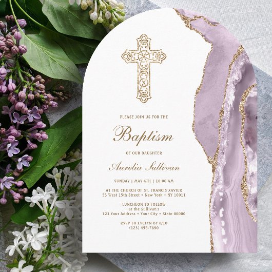 Invitation Dusty Lilac Agate Baptism
