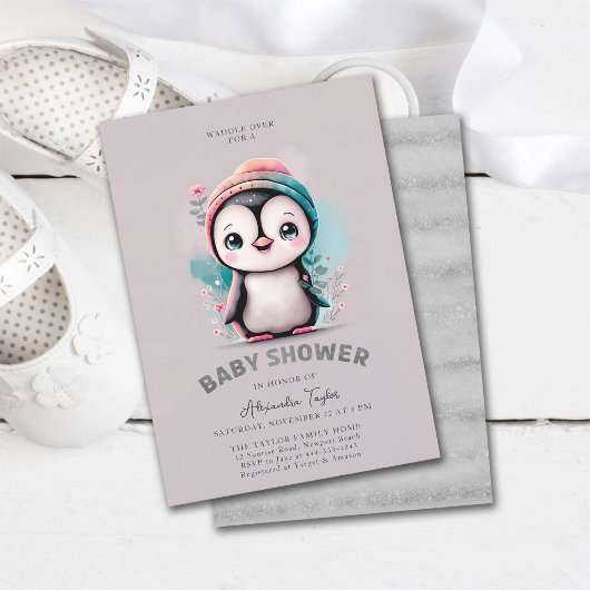 Invitation Dusty Lilac mignonne Baby shower fille d'hiver Pin