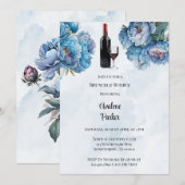 Invitation Dusty Marine Peint Peony Brunch & Bubbly (Devant / Derrière)