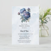 Invitation Dusty Marine Peony Wedding shower (Debout devant)