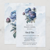 Invitation Dusty Marine Peony Wedding shower (Devant / Derrière)