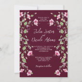 Invitation Dusty Maroon rose Hibiscus Wedding shower de fleur (Devant)