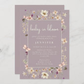 Invitation Dusty Mauve Baby Dans Le Baby shower Fleur sauvage (Devant / Derrière)