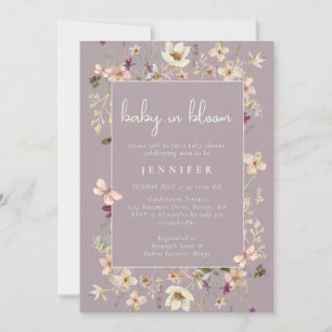 Invitation Dusty Mauve Baby Dans Le Baby shower Fleur sauvage