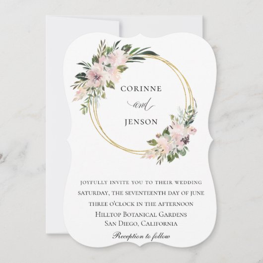 Invitation Dusty Mauve Botanical Gold Hoop Mariage (Devant)