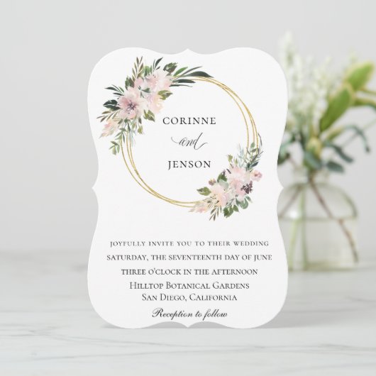 Invitation Dusty Mauve Botanical Gold Hoop Mariage (Debout devant)