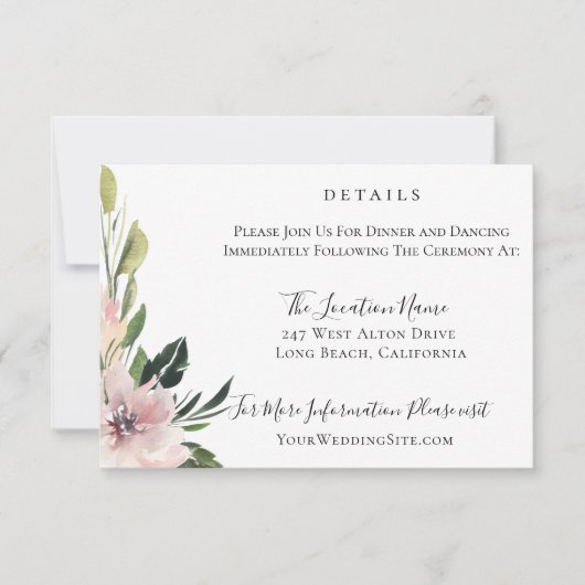 Invitation Dusty Mauve Botanique Détails du Mariage (Devant)