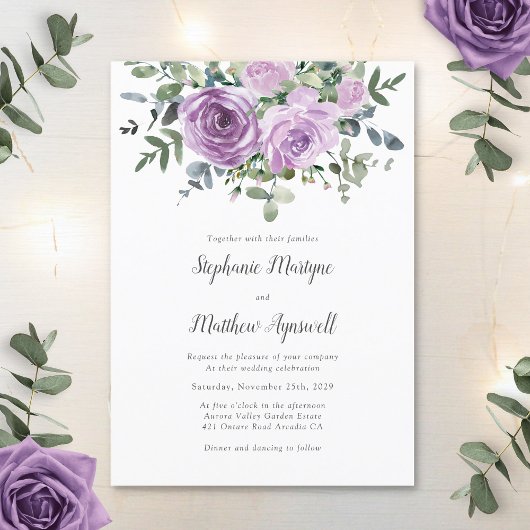 Invitation Dusty Mauve Eucalyptus Mariage botanique