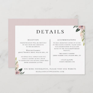 Invitation Dusty Mauve Floral Détails du Mariage Informations