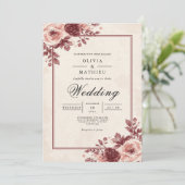 Invitation Dusty Mauve Floral Frame Mariage (Debout devant)