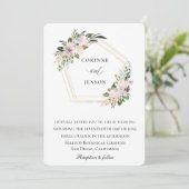 Invitation Dusty Mauve Floral Mariage géométrique (Debout devant)