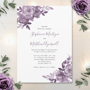 Invitation Dusty Mauve Floral Rose Mariage botanique