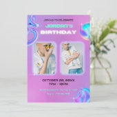 Invitation Dusty mauve grunge y2k photo anniversaire (Debout devant)