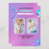 Invitation Dusty mauve grunge y2k photo anniversaire (Devant / Derrière)