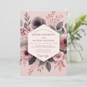 Invitation Dusty Mauve Hazy Bloom Wedding (Debout devant)