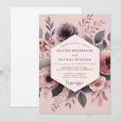 Invitation Dusty Mauve Hazy Bloom Wedding (Devant / Derrière)