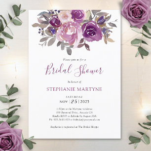 Invitation Dusty Mauve Purple Blush Fête des mariées botaniqu