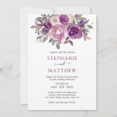 Invitation Dusty Mauve Purple Blush Floral Mariage (Devant)