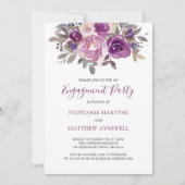 Invitation Dusty Mauve Purple Botanique Engagement (Devant)