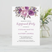 Invitation Dusty Mauve Purple Botanique Engagement (Debout devant)