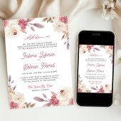 Invitation Dusty Mauve rose Floral musulman musulman Mariage 