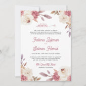 Invitation Dusty Mauve rose Floral musulman musulman Mariage  (Devant)