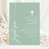 Invitation Dusty Mint Simple Script moderne Baptême