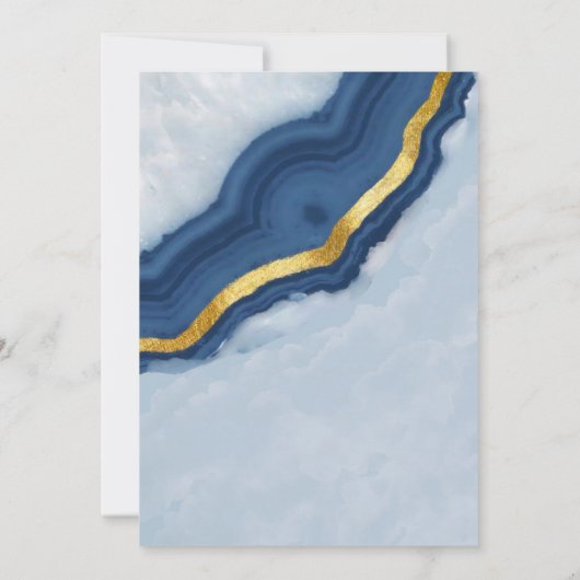 Invitation Dusty Navy Blue & Gold Agate Mariage (Dos)