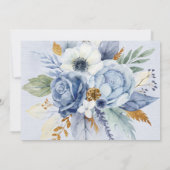 Invitation Dusty Navy Blue Gold Aquarelle Peony Chic Recette (Dos)