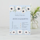 Invitation Dusty Navy Blue Ivory Anemone Mariage intemporel (Debout devant)
