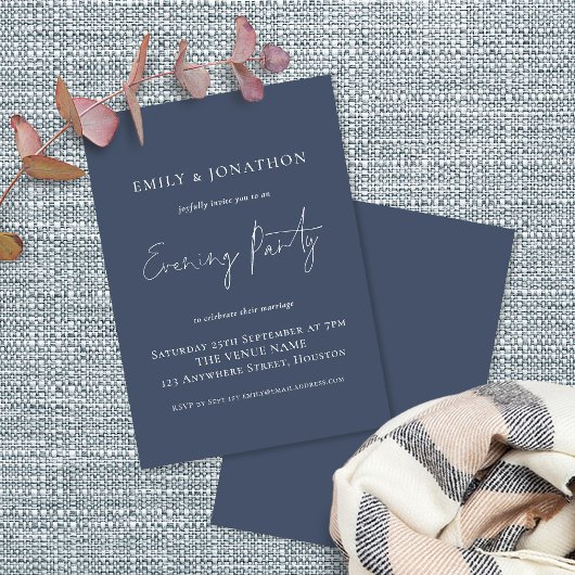 Invitation Dusty Navy Blue Mariage soirée