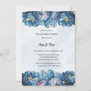 Invitation Dusty Navy Paint Peony Engagement