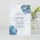 Invitation Dusty Navy Paint Peony Fête des mariées (Debout devant)