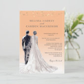 Invitation Dusty Orange élégant moderne QR Code Mariage (Debout devant)