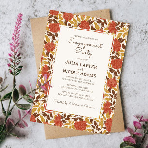 Invitation Dusty Orange Peony Flowers Automne