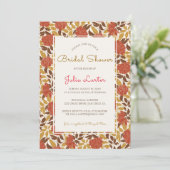 Invitation Dusty Orange Peony Flowers Fête des mariées d'auto (Debout devant)
