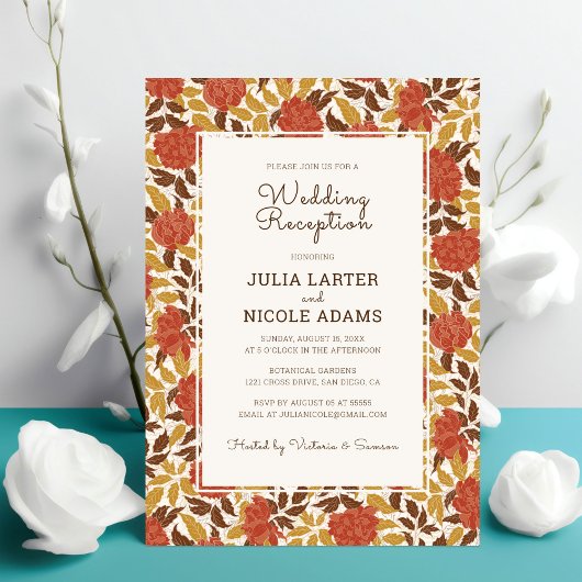 Invitation Dusty Orange Peony Flowers Réception Mariage de au