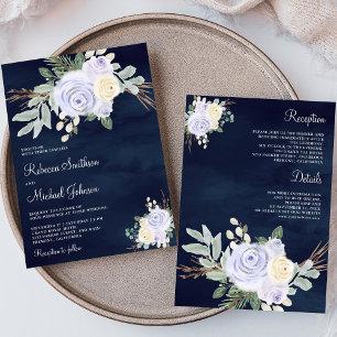 Invitation Dusty Pastel Purple Floral tout en un Mariage de m
