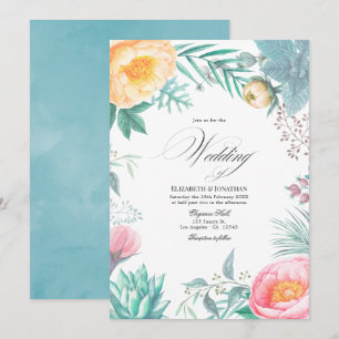 Invitation Dusty Pastel Tropical Floral Mariage d'été