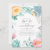 Invitation Dusty Pastel Tropical Floral Summer Sip and See (Devant)