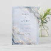 Invitation Dusty Periwinkle Gold Foil Marble Wedding (Debout devant)