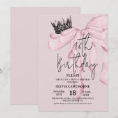 Invitation Dusty Pink 16th Birthday ⎮Modern Bow Sweet 16 (Devant / Derrière)
