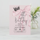 Invitation Dusty Pink 18th Birthday ⎮Pink Royal Bow Party (Debout devant)